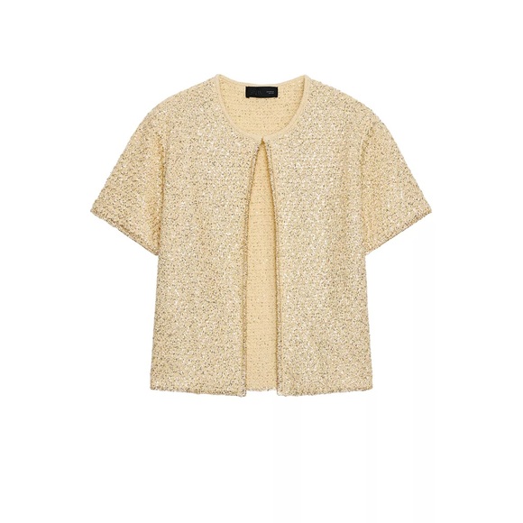 Zara Chic Cream Textured Sequin Knit Cardigan - Picture 2 of 2